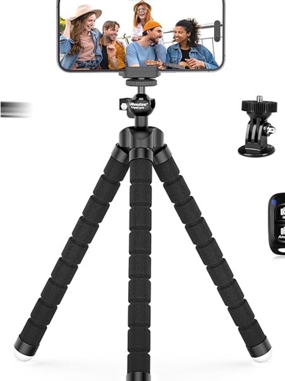 Black Mini Tripod with Phone Mount and Remote